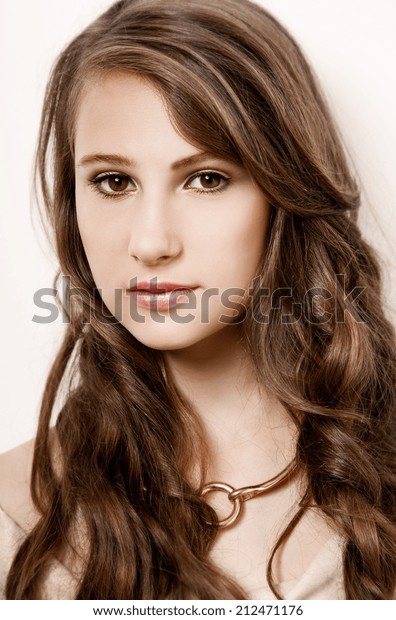 Pretty Teenager Long Curly Hair Portrait Stock Photo Edit Now