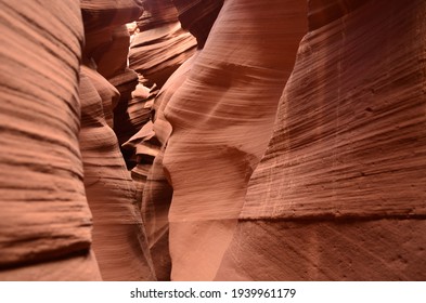 Pretty textured walls of sandstone red rock canyon.