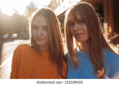 Pretty Twins Sister Long Blonde Hair Stock Photo 2152289325 | Shutterstock