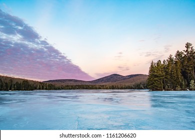 Pretty Winter Ice Pond Scene