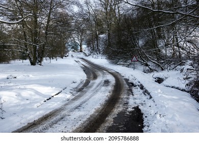 Pretty Winter Scene With Snowy Trees On A Sunny Day