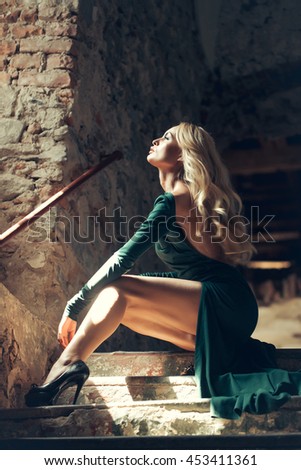 With sexy legs Blonde