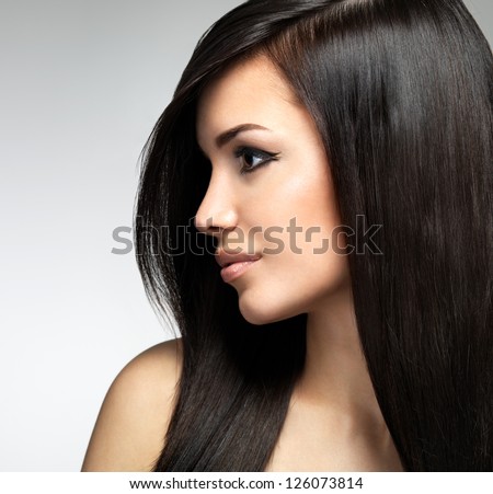 Similar – Image, Stock Photo Profile of a black-haired woman