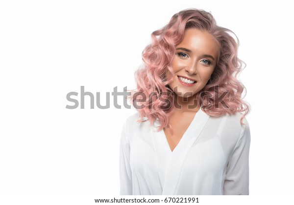 Pretty Woman Pastel Pink Hair Beauty Stock Photo Edit Now 670221991