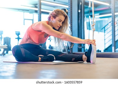 Pretty Woman Stretching Gym Before Exercise Stock Photo 1603557859 ...