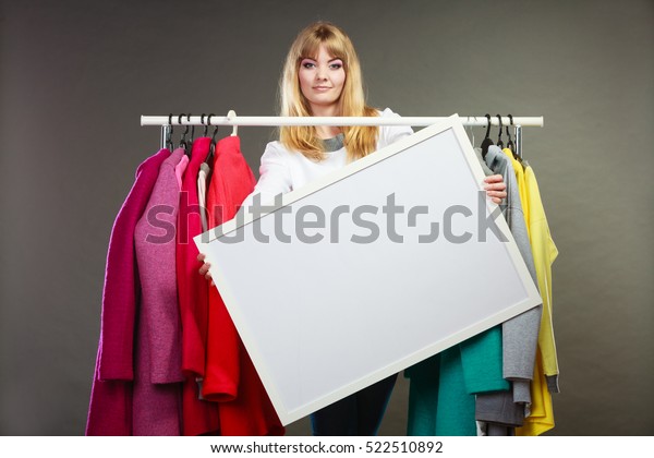 Pretty Woman Wardrobe Holding Blank Empty Stock Photo Edit Now