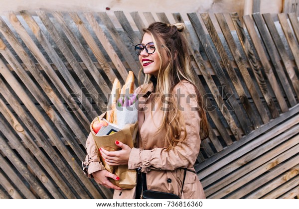 Pretty Young Lady Cute Hairstyle Glasses Stock Photo Edit