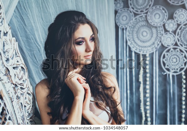 Pretty Young Woman Permed Hairstyle On Stock Image Download Now