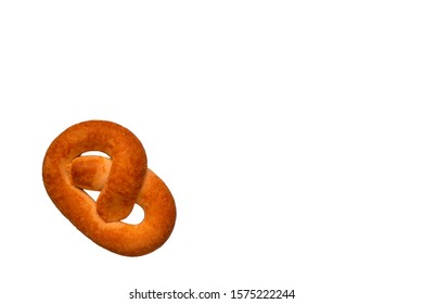 pretzel on a white background isolate, top view