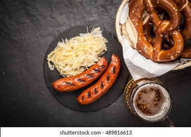 Pretzels, Bratwurst And Sauerkraut