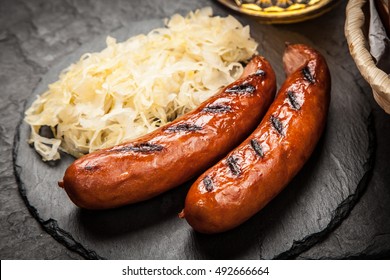 Pretzels, Bratwurst And Sauerkraut