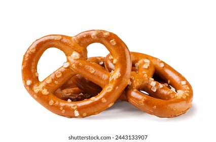 Pretzels with salt closeup on a white background. Isolated - Powered by Shutterstock