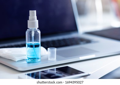 Prevention And Cleaning Concepts On Coronavirus ( Covid-19 ) Outbreak Situation With Alcohol On Desk Table..body Health Care.washing And Clean Your Hand.protect Yourself.healthy Lifestyle