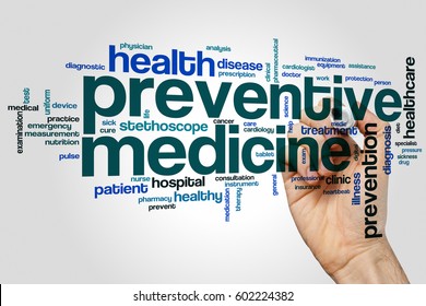 Preventive Medicine Word Cloud Concept On Grey Background