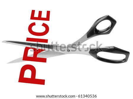 Price cutting scissors, isolated with clipping path