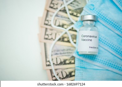 Price Gouging During Shortage Of Virus Masks, Coronavirus Vaccine. High Price And Demand During Global Pandemic