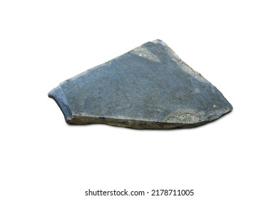 A Price Of Raw Natural Slate Homogeneous Metamorphic Rock Isolated On White Background.