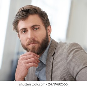 Pride, businessman and serious in portrait in office, startup project and management by workspace. Creative agency, male graphic designer and confidence for career, planning and professional job - Powered by Shutterstock