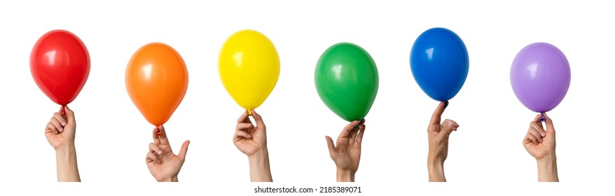 Pride concept - hands holding colorful balloons, isolated - Powered by Shutterstock