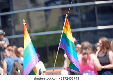 The Pride Flag At Toronto's Annual Dyke March.