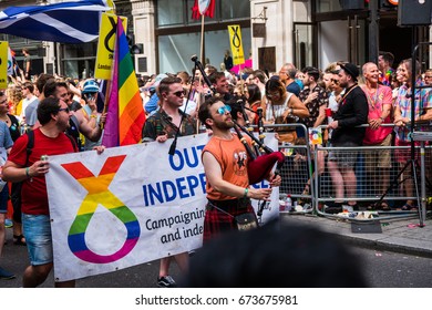 Pride in London Parade 2017 July 8 on Oxford Circus and Regent Street.   Series of  Reportage photo from gay parade. 