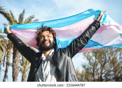 Pride Trans Person With Transgender Flag