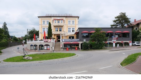 Prien am Chiemsee, Bavaria, Germany, June 5, 2022, view of the tapas restaurant La Hazienda, which is located in a beautiful old building.