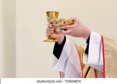 Priest Celebrate Mass At The Church