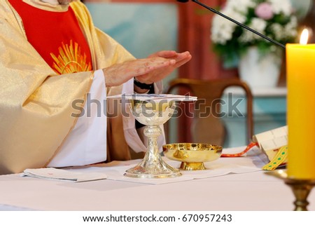 Priest celebrate mass at the church