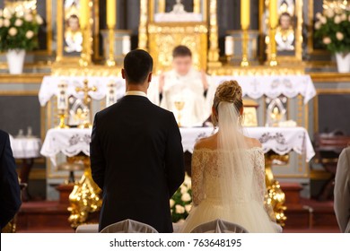 Priest celebrate wedding mass at the church