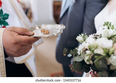 Priest Holding Wedding Rings On Ceremony Stock Photo (Edit Now) 1545537716