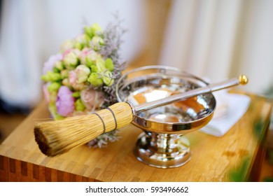 Priests Wedding Accessories During Catholic Wedding Stock Photo