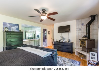 Primary Bedroom Of A Private Wine Country Home, Sonoma County, California