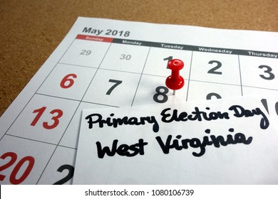 Primary Election Day West Virginia Date Marked On 2018 Calendar