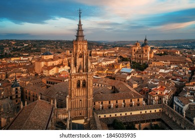 Primate Cathedral Of Saint Mary Of Toledo Aerial View In Spain