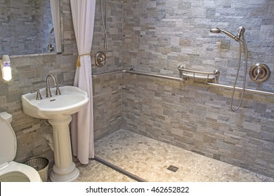 A Prime Example Of A Well Designed Stone Enclosure Bathroom.