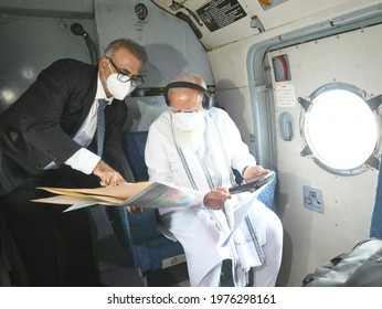 The Prime Minister, Shri Narendra Modi Making An Aerial Survey To Review The Situation And Damage Due To Cyclone Tauktae, In Gujarat And Diu On May 19, 2021.