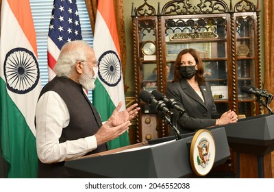 The Prime Minister, Shri Narendra Modi In A Bilateral Meeting With The Vice President Of The United States Of America, Ms. Kamala Harris, In Washington DC, USA On September 23, 2021.