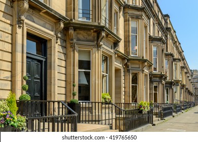 Prime Residential Property In Drumsheugh Gardens In The West End Of Edinburgh.  The Buildings Are Constructed With Blonde Sandstone.