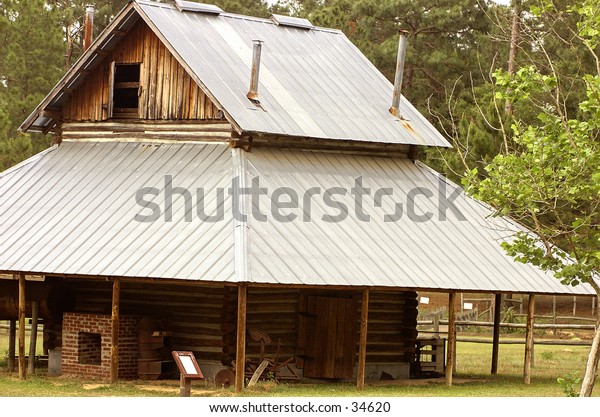 Primitive Log Tobacco Barn Stock Photo Edit Now 34620