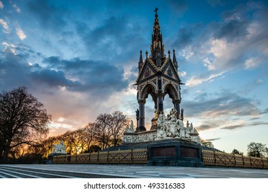 The Prince Albert Memorial At Night. Hyde Park Area, London, UK