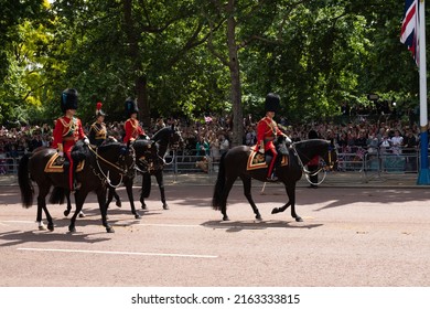 Prince Charles, Princess Anne And Prince William Riding On The Mall For The Trouping Of The Colour 2022 At The Platinum Jubilee
