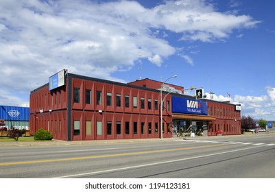 PRINCE GEORGE, CANADA - JULY 13, 2018: Railway Station Of Prince George. Prince George Is The Largest City In Northern British Columbia