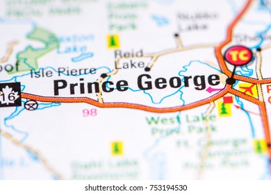 Prince George. Canada On A Map.