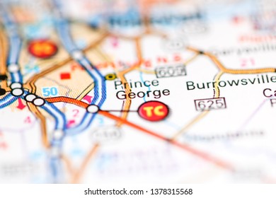 Prince George. Virginia. USA On A Geography Map