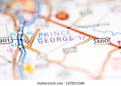 Prince George. Virginia. USA On A Geography Map