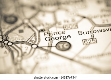 Prince George. Virginia. USA On A Geography Map