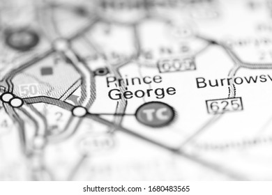 Prince George. Virginia. USA On A Geography Map