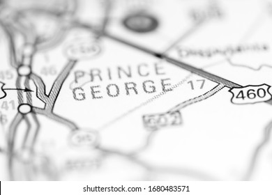 Prince George. Virginia. USA On A Geography Map