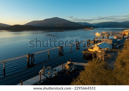 Prince Rupert harbor at sunset, British Columbia, Canada.